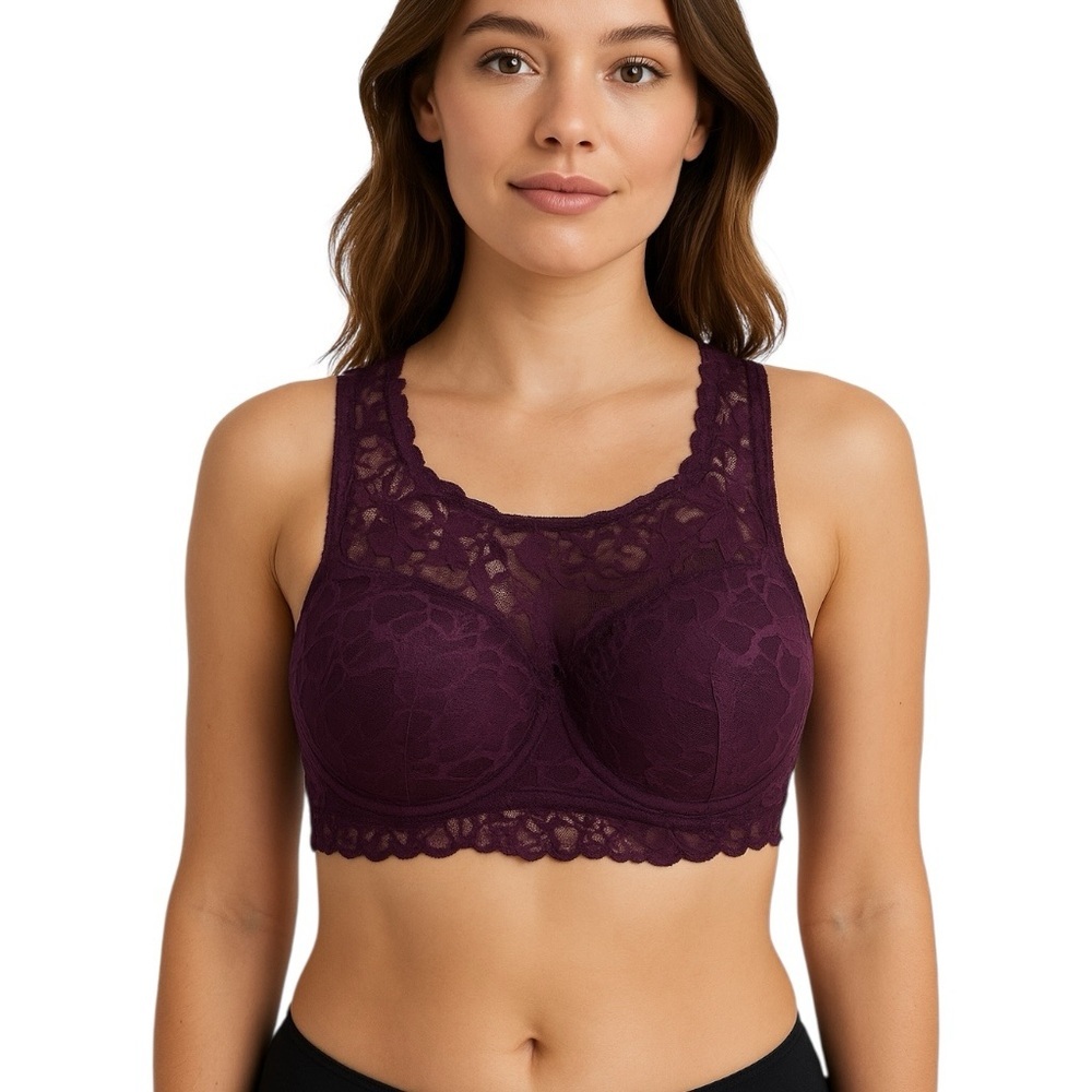 Victorias Secret PINK Burgundy Small DD Lace Bralette Paddedd Full Coverage